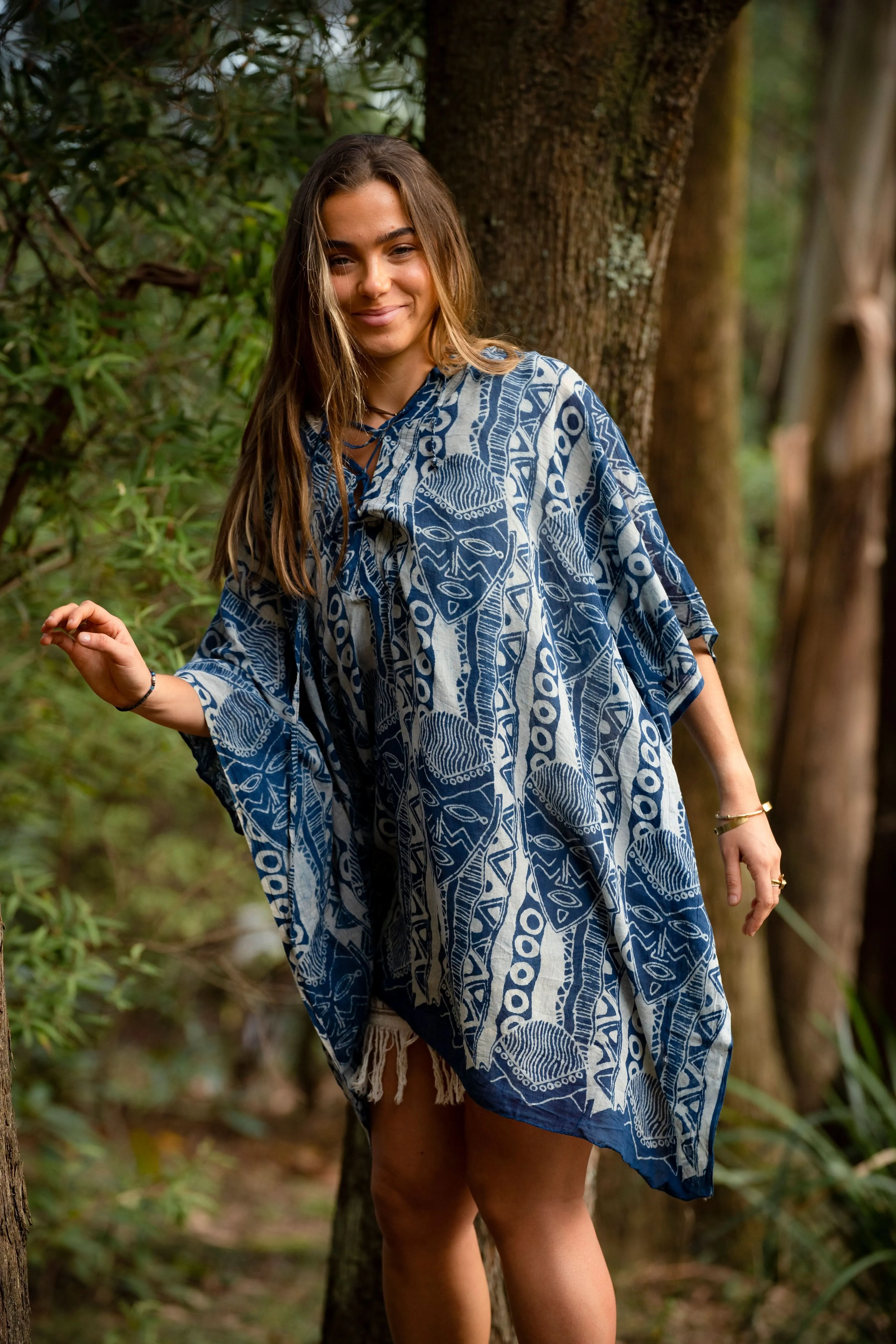 African Beach Dress - Blue