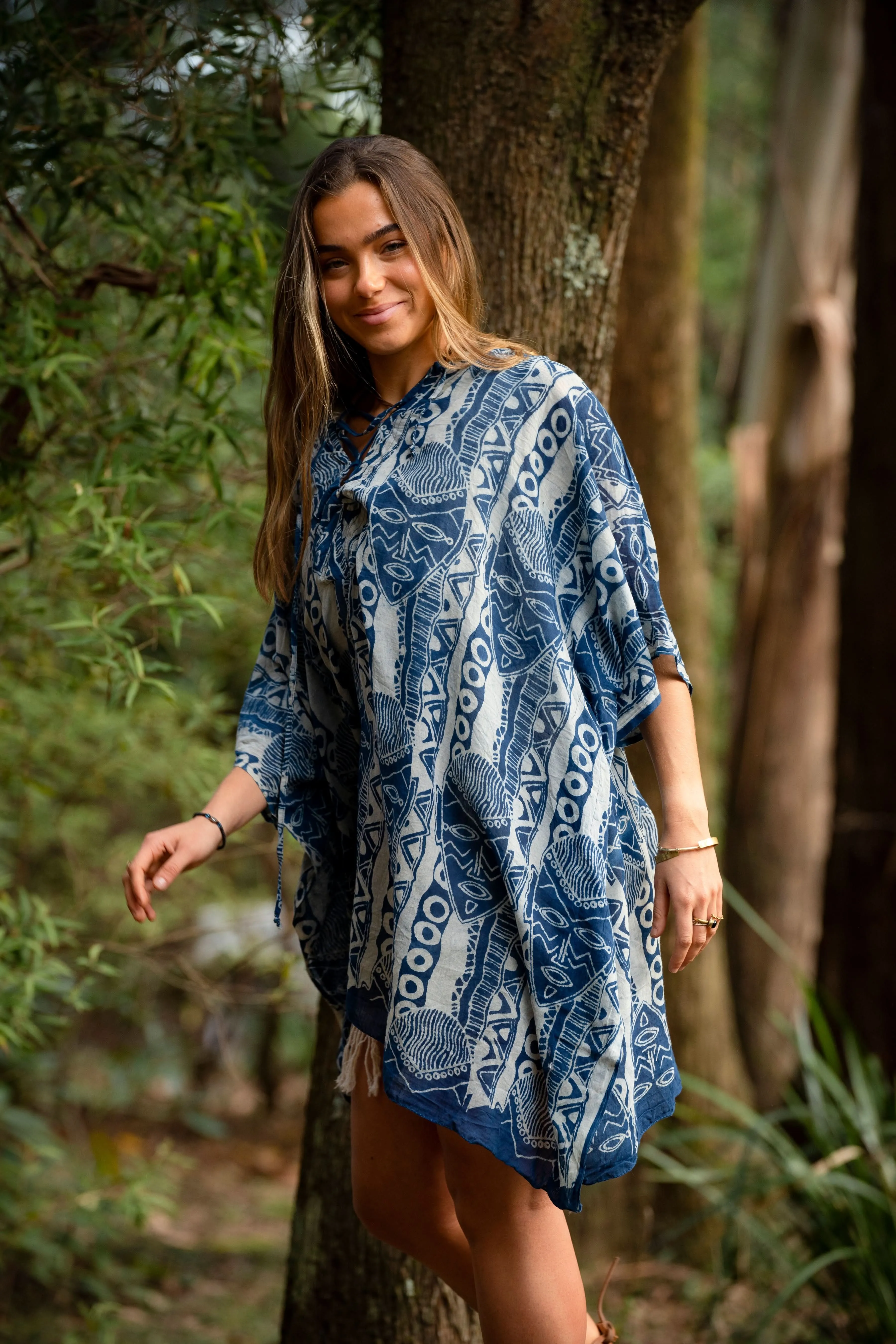 African Beach Dress - Blue