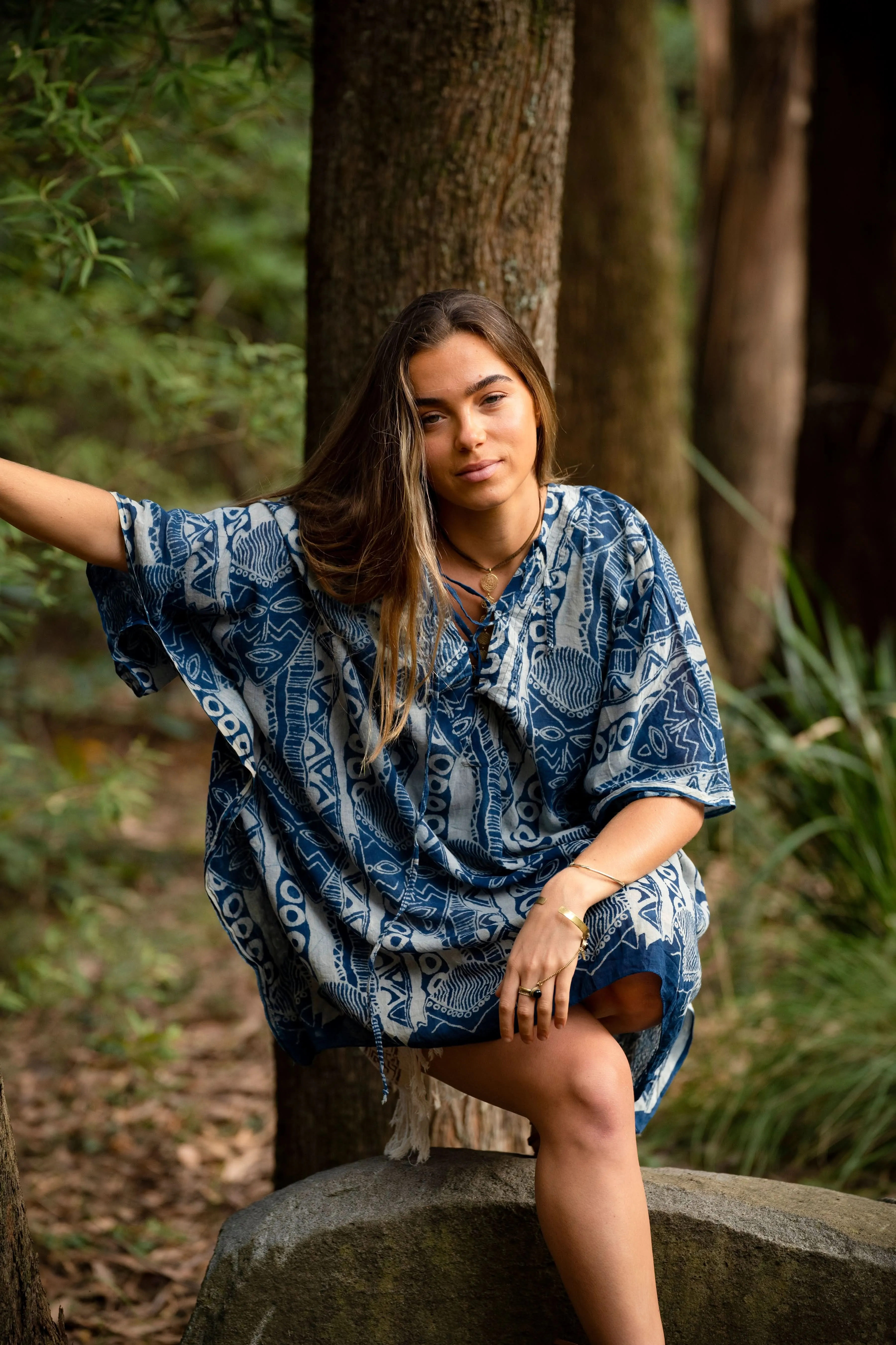 African Beach Dress - Blue