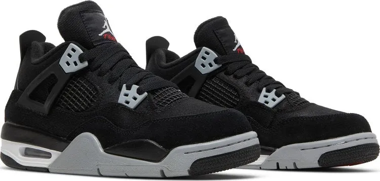 Air Jordan 4 Retro SE GS Black Canvas Sneakers, black