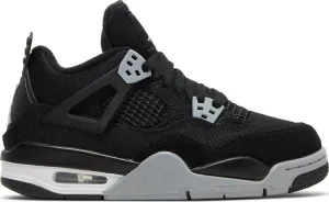 Air Jordan 4 Retro SE GS Black Canvas Sneakers, black