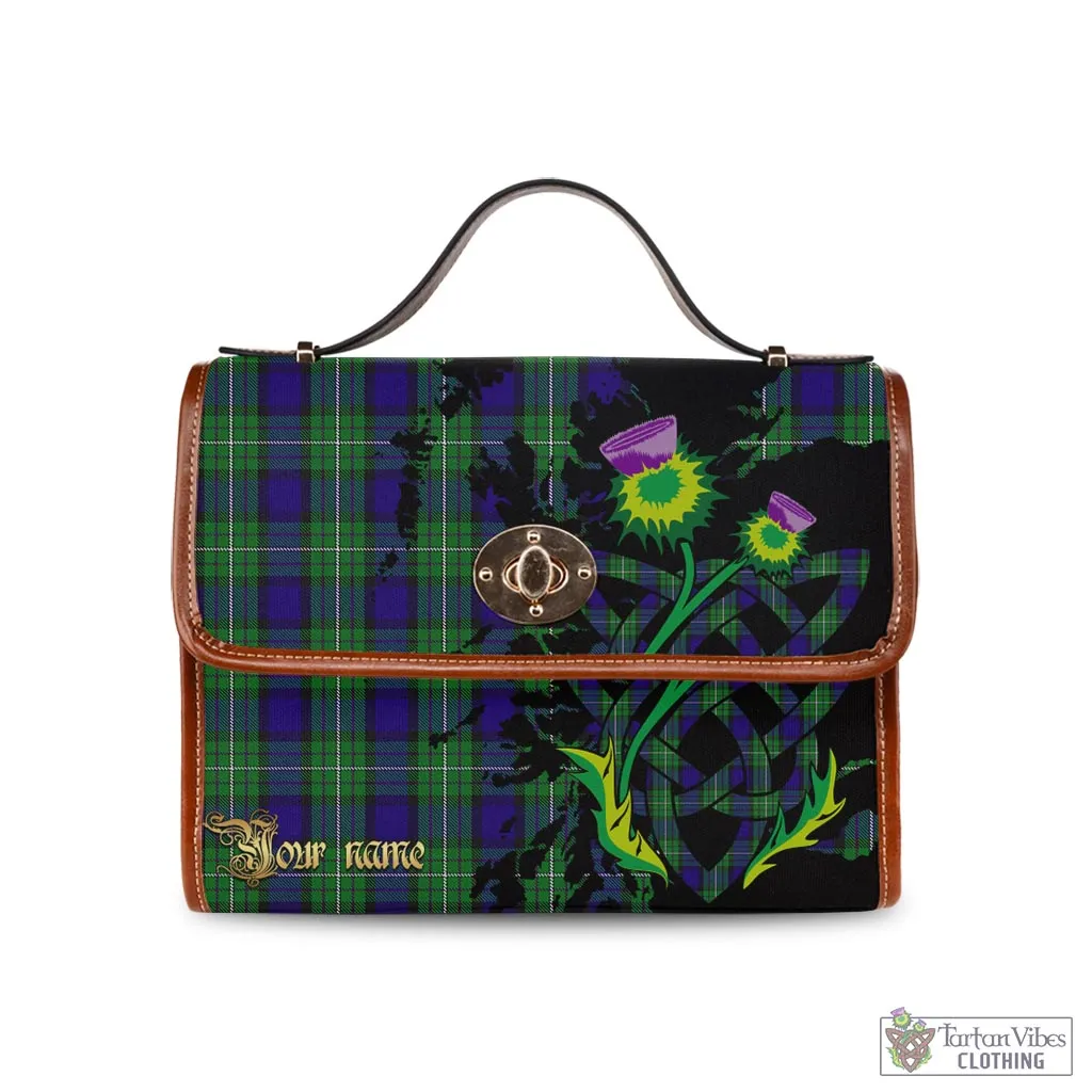 Alexander Tartan Waterproof Canvas Bag with Scotland Map and Thistle Celtic Accents