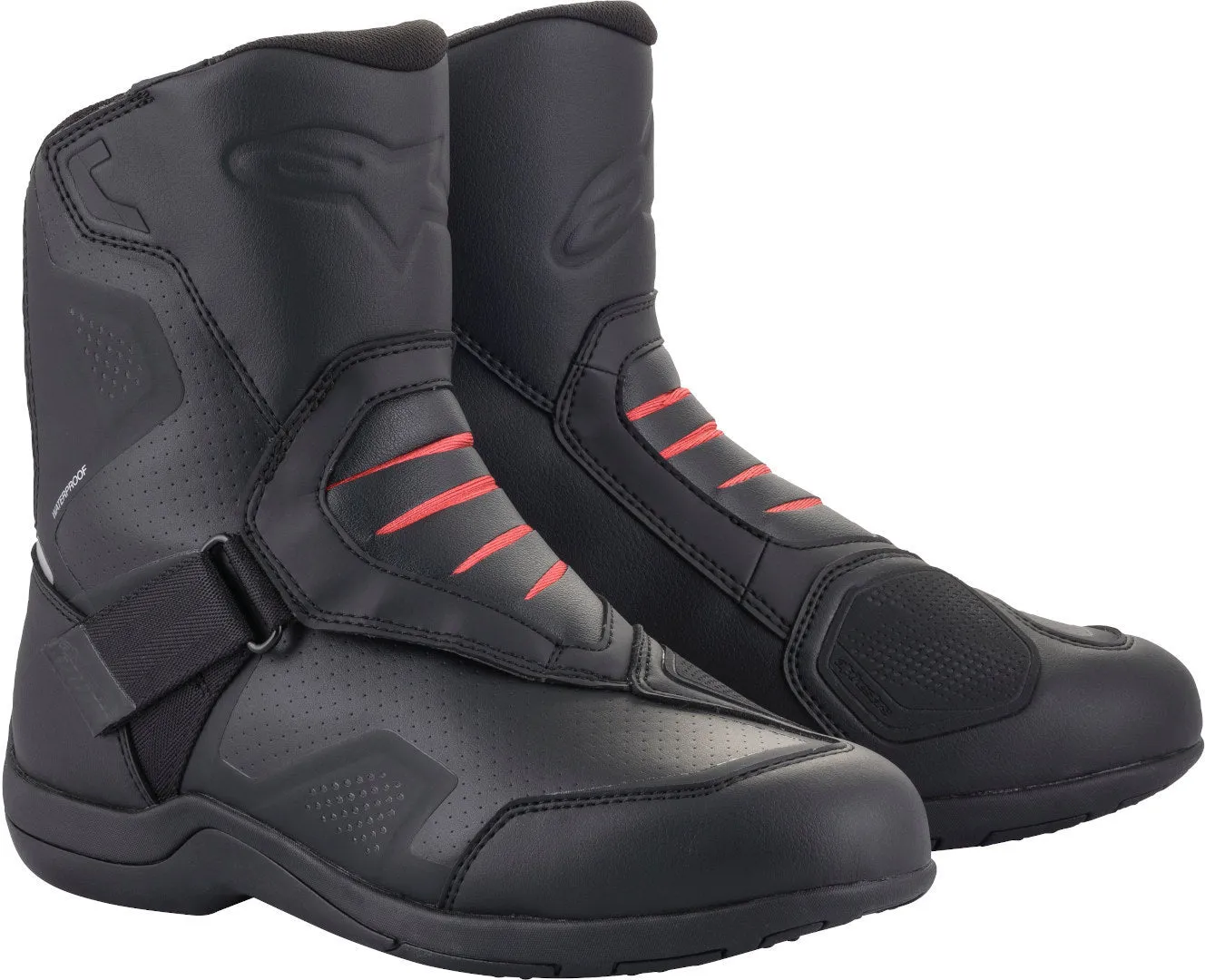 Alpinestars Ridge V2 Waterproof Motorcycle Boots, Black/Red