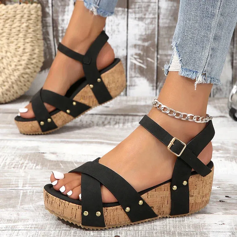 AMOZAE- - Summer Stylish Gladiator Wedge Sandals, Thick Non-Slip Platform