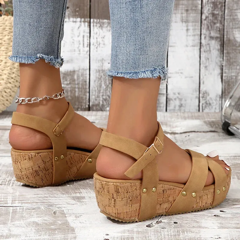 AMOZAE- - Summer Stylish Gladiator Wedge Sandals, Thick Non-Slip Platform