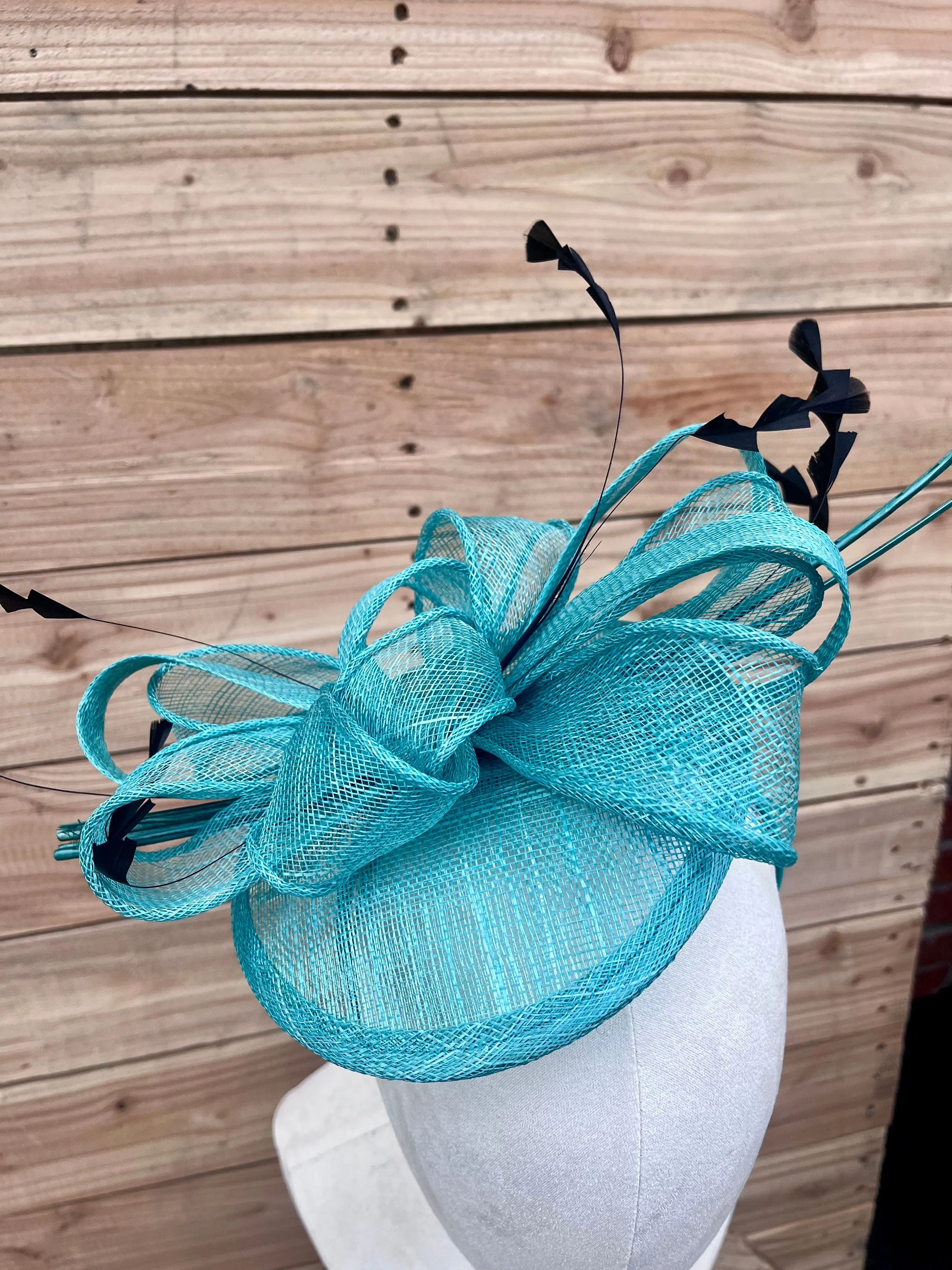 Aqua Bow Feather Fascinator