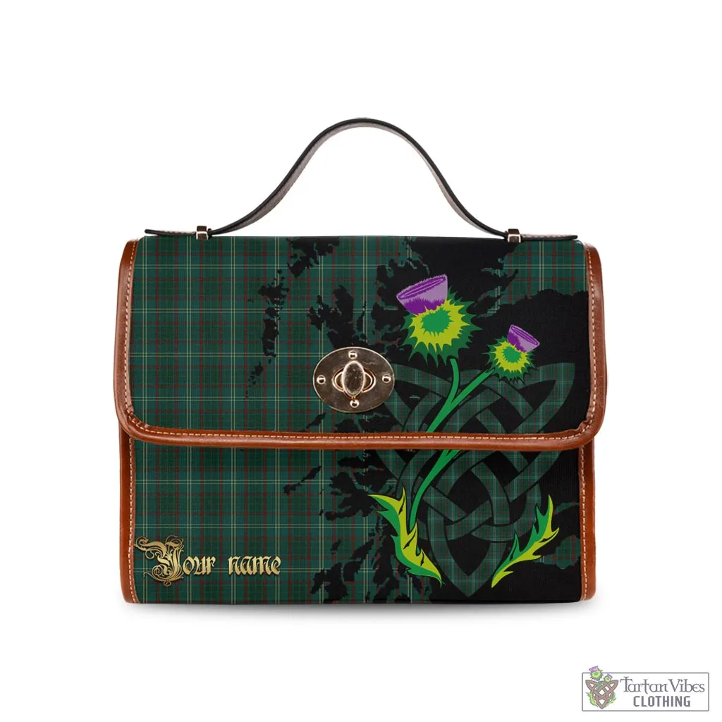 Armagh County Ireland Tartan Waterproof Canvas Bag with Scotland Map and Thistle Celtic Accents