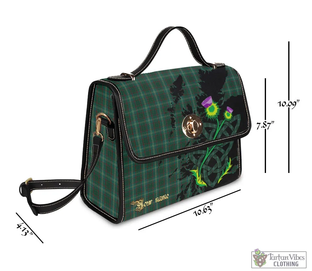 Armagh County Ireland Tartan Waterproof Canvas Bag with Scotland Map and Thistle Celtic Accents