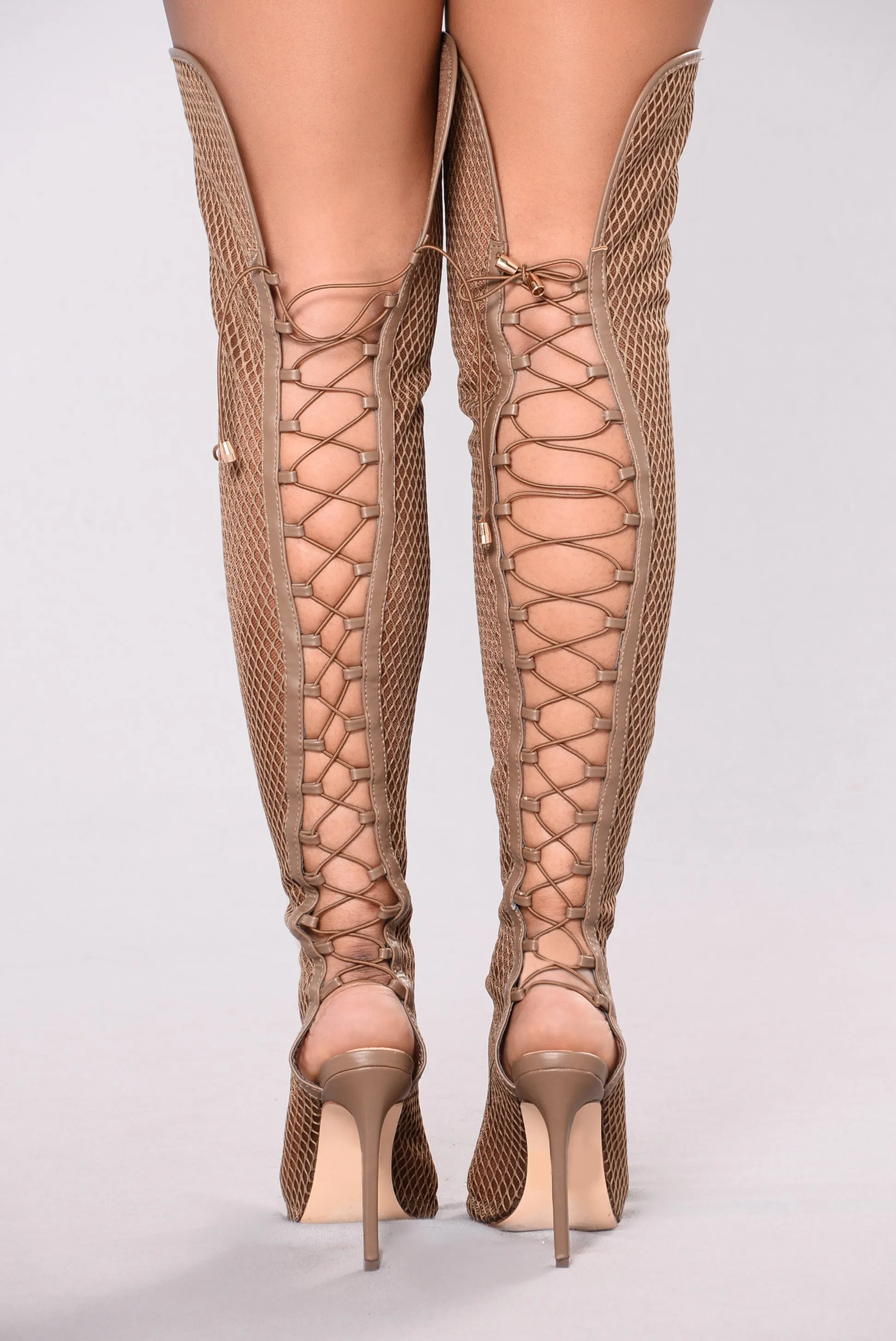 Azure Lace Up Heel Boot - Taupe