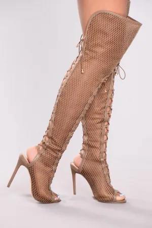 Azure Lace Up Heel Boot - Taupe