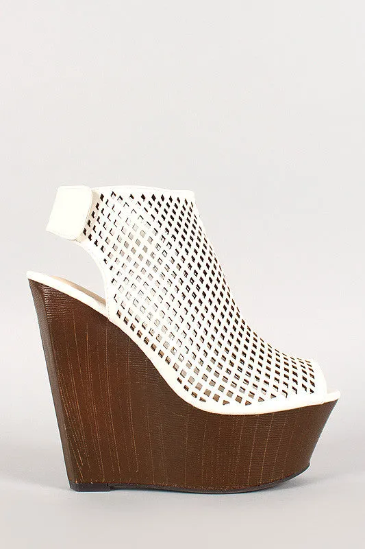 Bamboo Perforated Faux Wood Platform Wedge