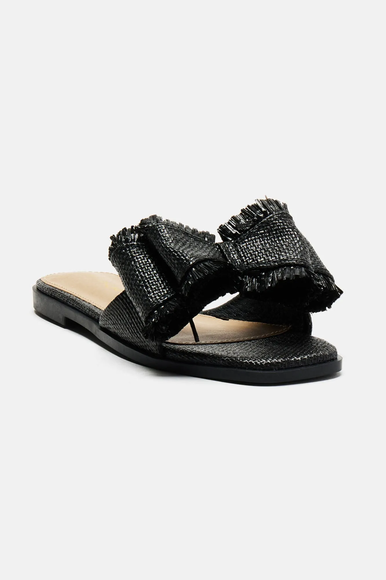 Beach Walk Raffia Sandals - Black