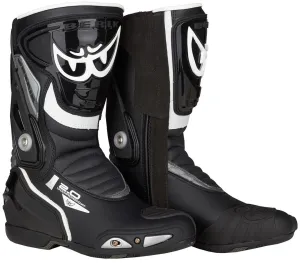 Berik Shaft 2.0 Motorcycle Boots with Mesh Lining, Black/Grey/White