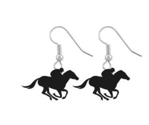 Black Derby Horse Earring