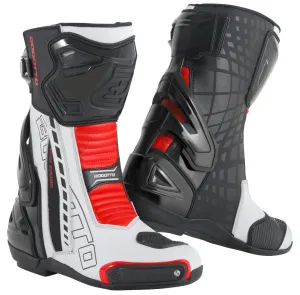 Bogotto Donington Motorcycle Boots with Ankle Reinforcement, White/Black/Red