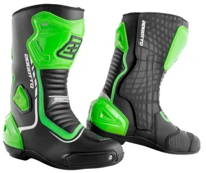 Bogotto Race-X Motorcycle Boots with Ankle Reinforcement, Black/Green