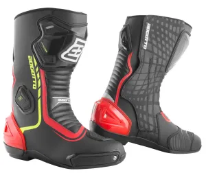 Bogotto Race-X Motorcycle Boots with Ankle Reinforcement, Black/Red/Yellow