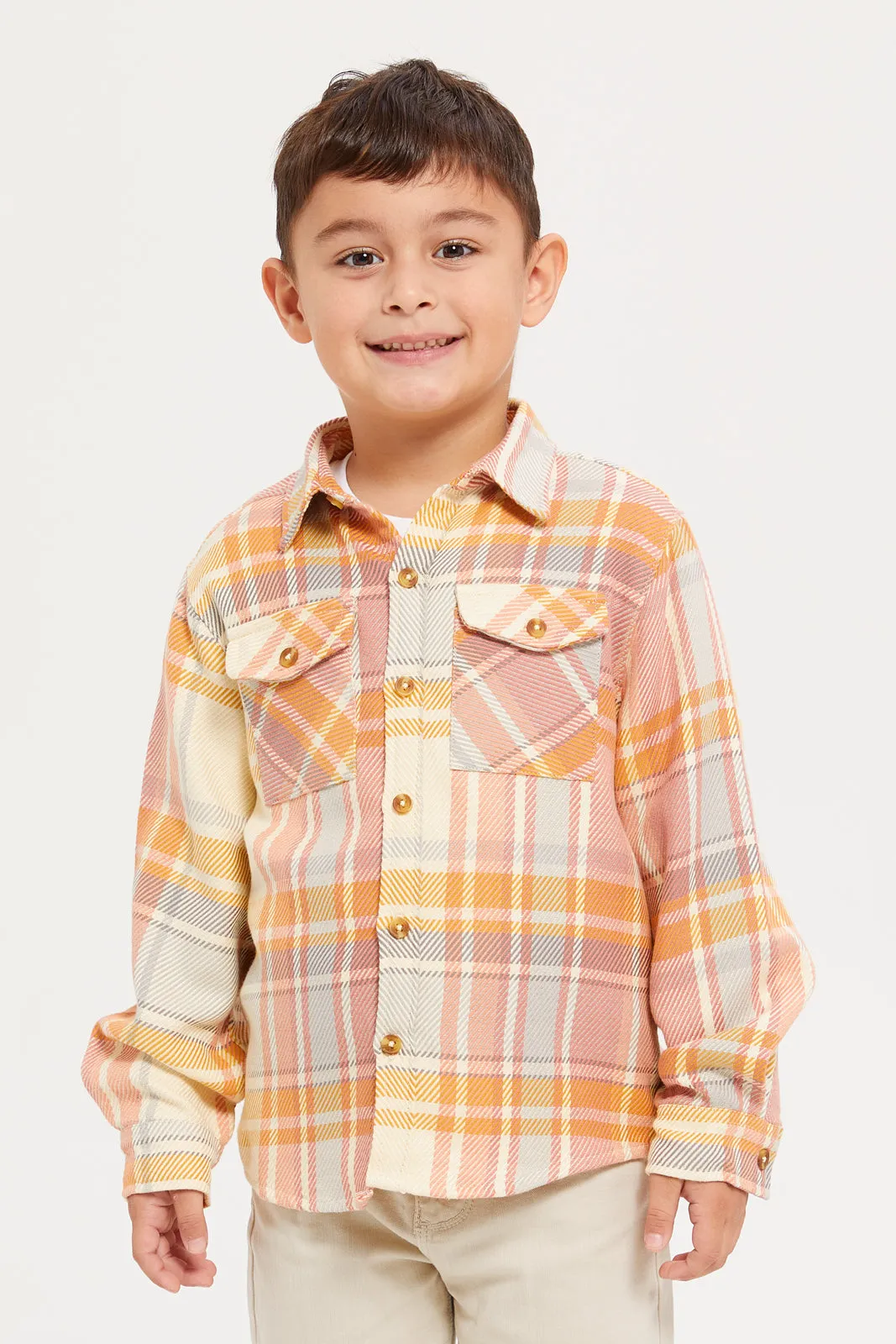 Boys Multicolour Check Shacket Shirt