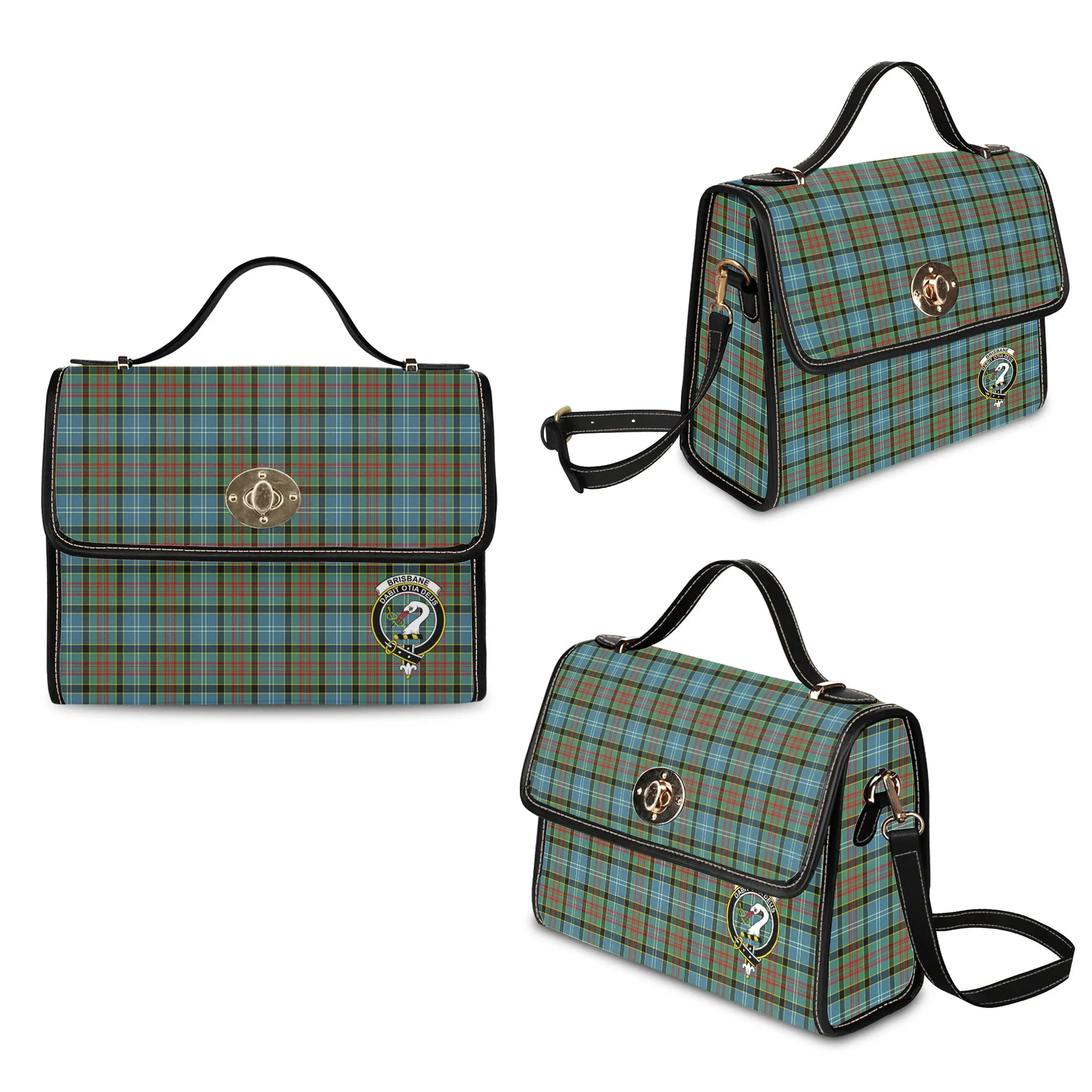 Brisbane Tartan Waterproof Canvas Bag with Family Crest