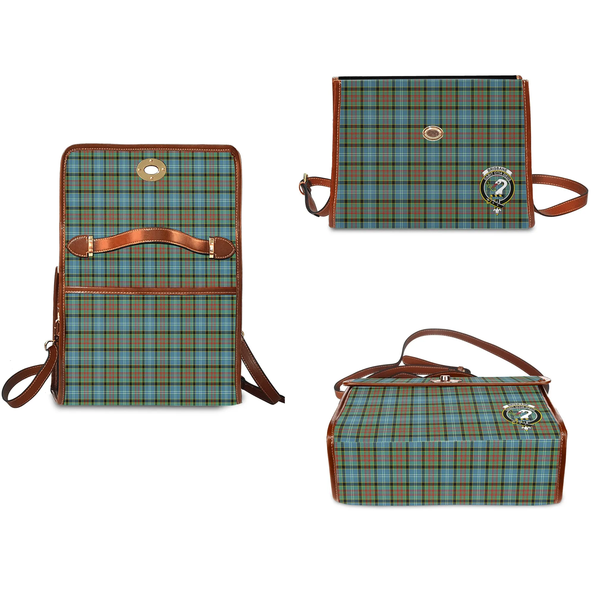 Brisbane Tartan Waterproof Canvas Bag with Family Crest