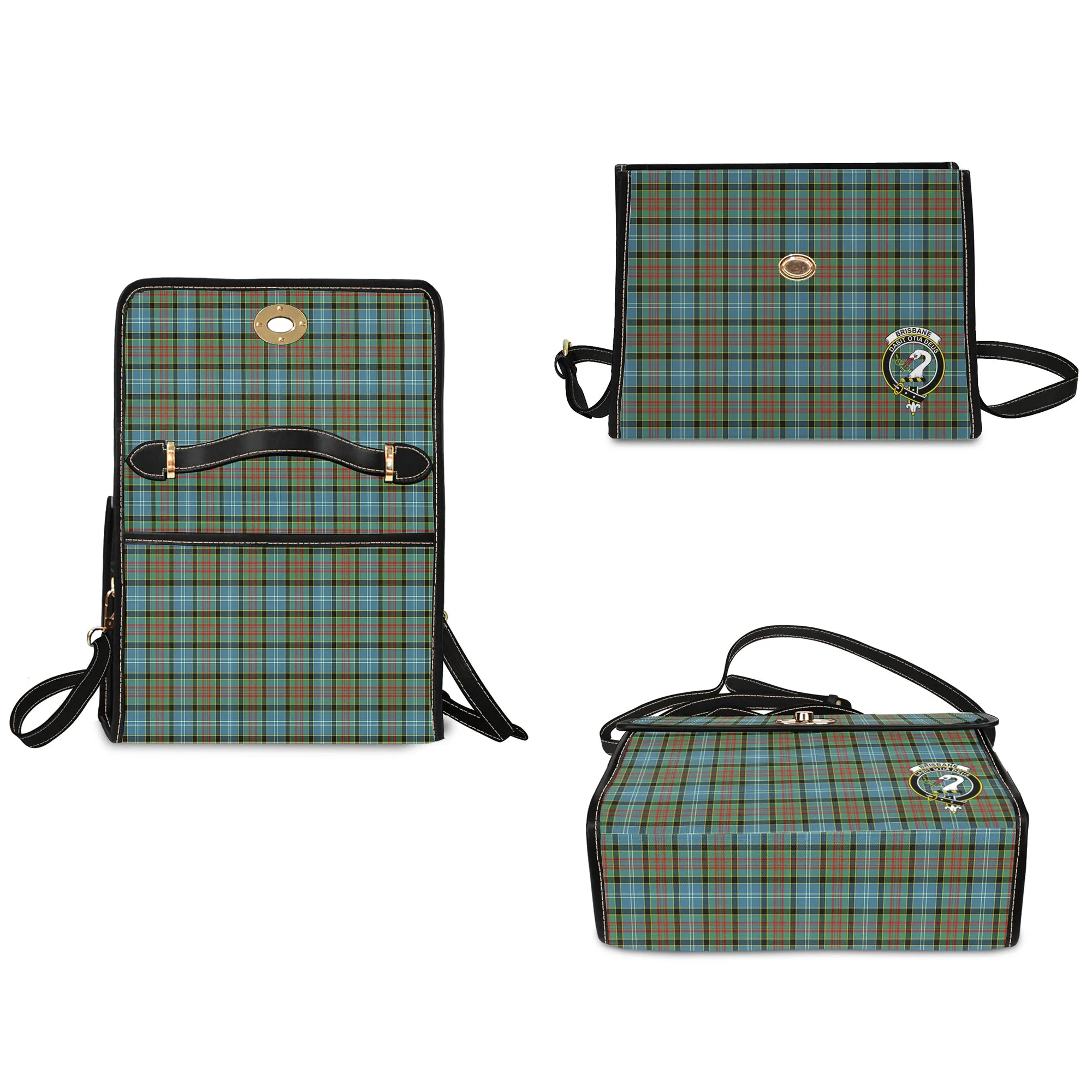 Brisbane Tartan Waterproof Canvas Bag with Family Crest