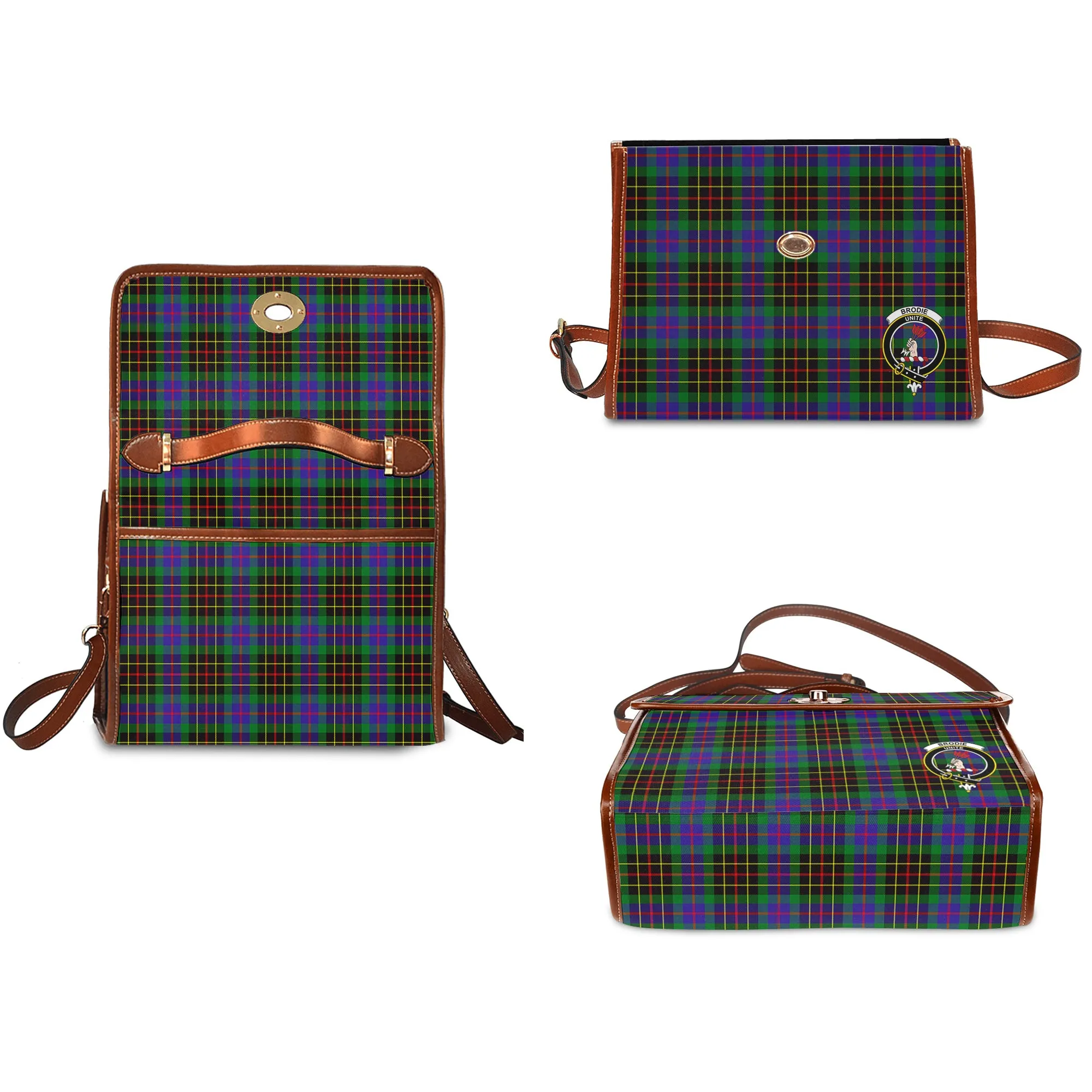 Brodie Hunting Modern Tartan Waterproof Canvas Bag with Family Crest