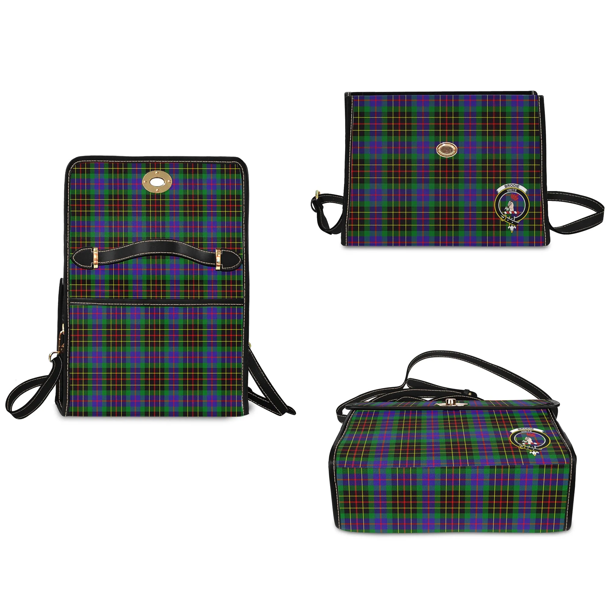 Brodie Hunting Modern Tartan Waterproof Canvas Bag with Family Crest