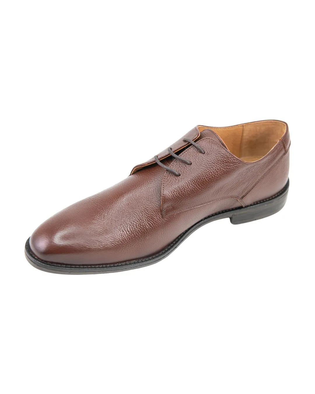 Brown Scotch Grain Leather Derby Shoes