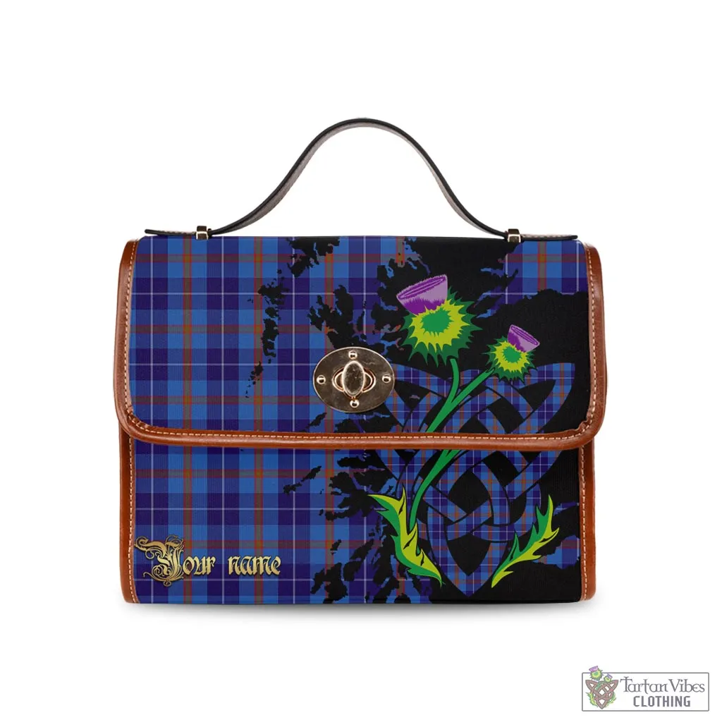 Bryson Tartan Waterproof Canvas Bag with Scotland Map and Thistle Celtic Accents