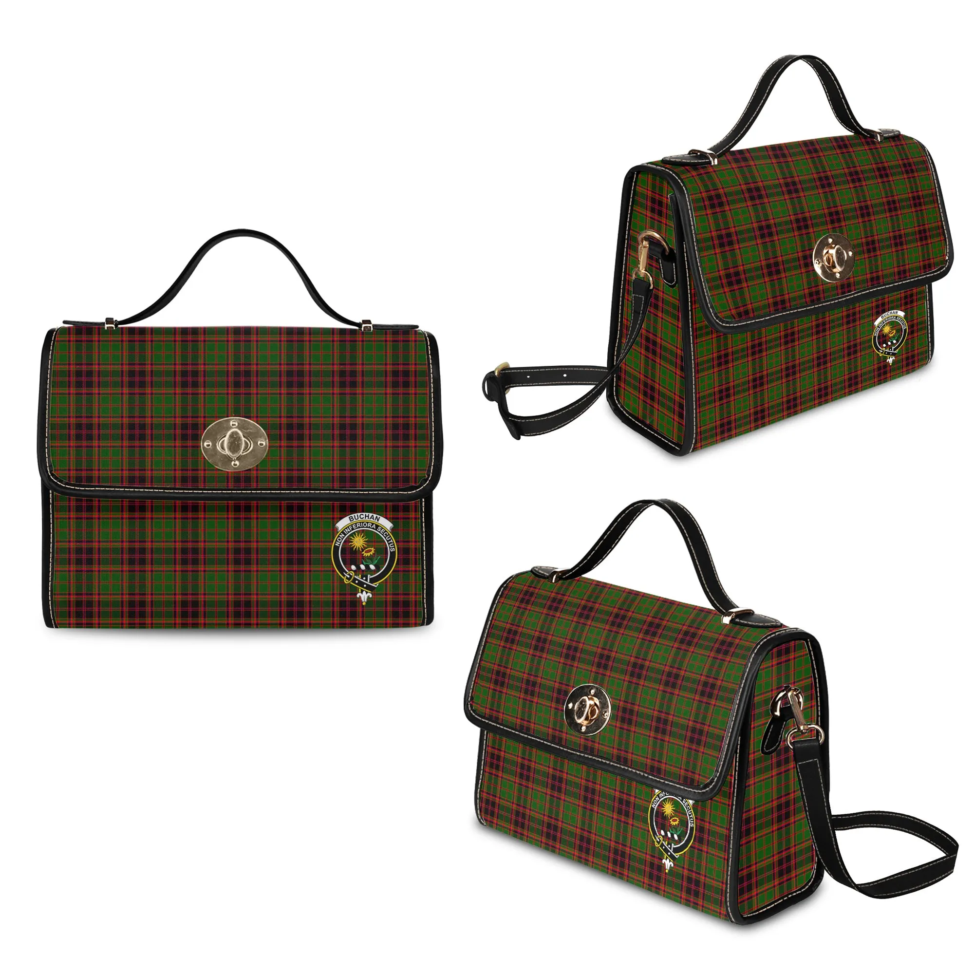 Buchan Tartan Waterproof Canvas Bag with Family Crest