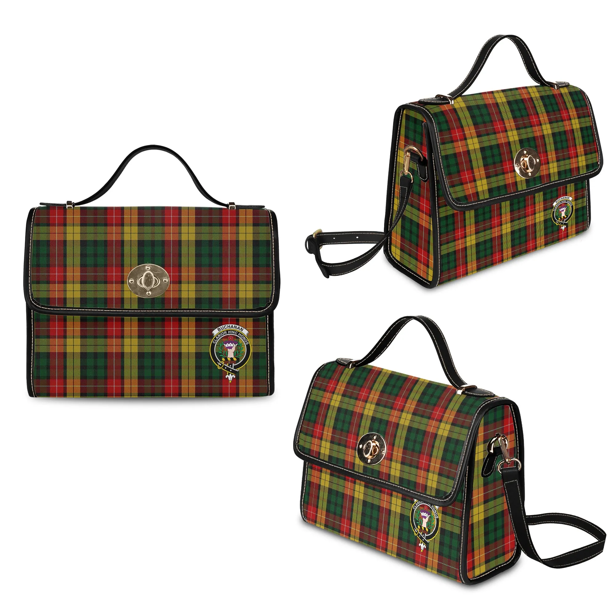 Buchanan Tartan Waterproof Canvas Bag with Family Crest