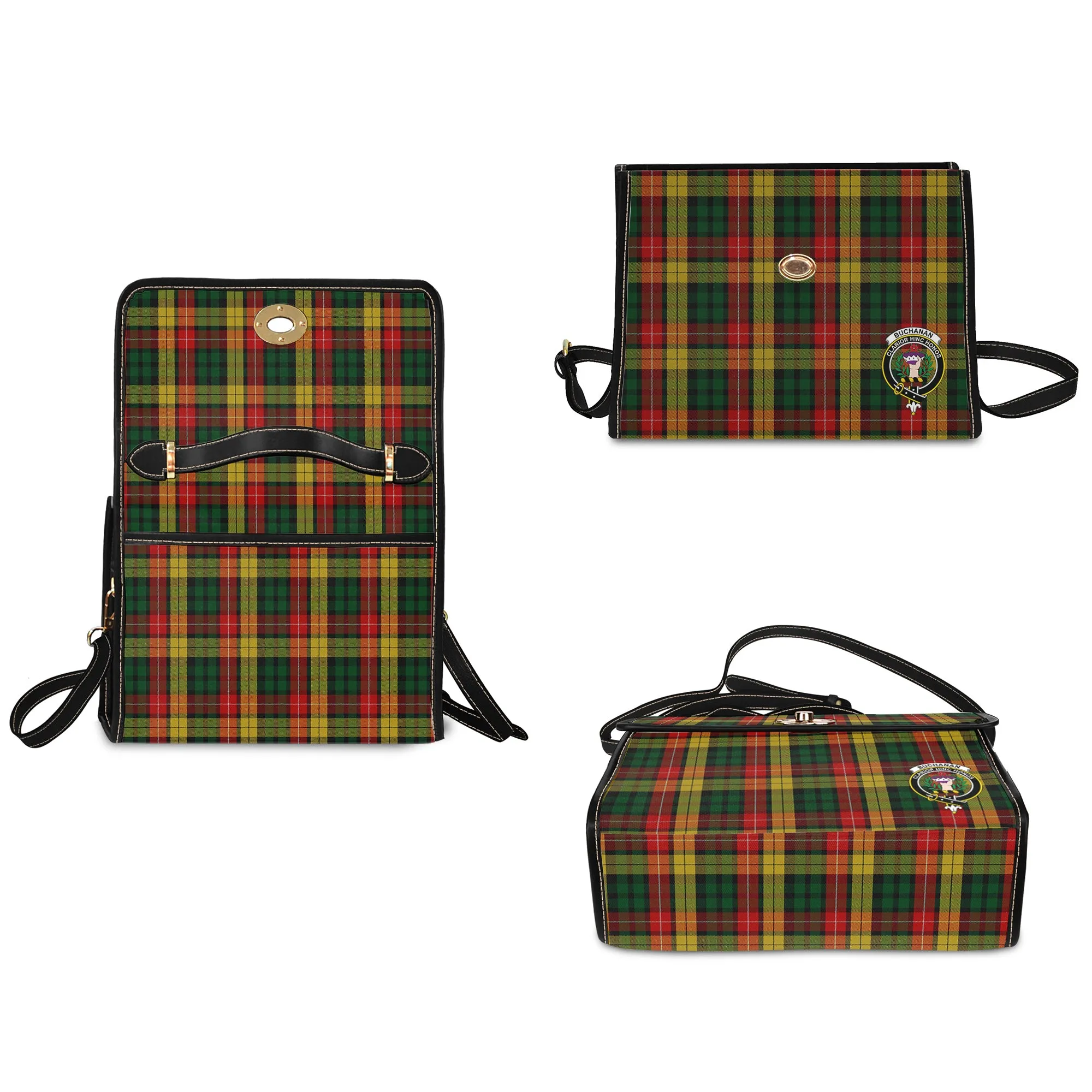 Buchanan Tartan Waterproof Canvas Bag with Family Crest