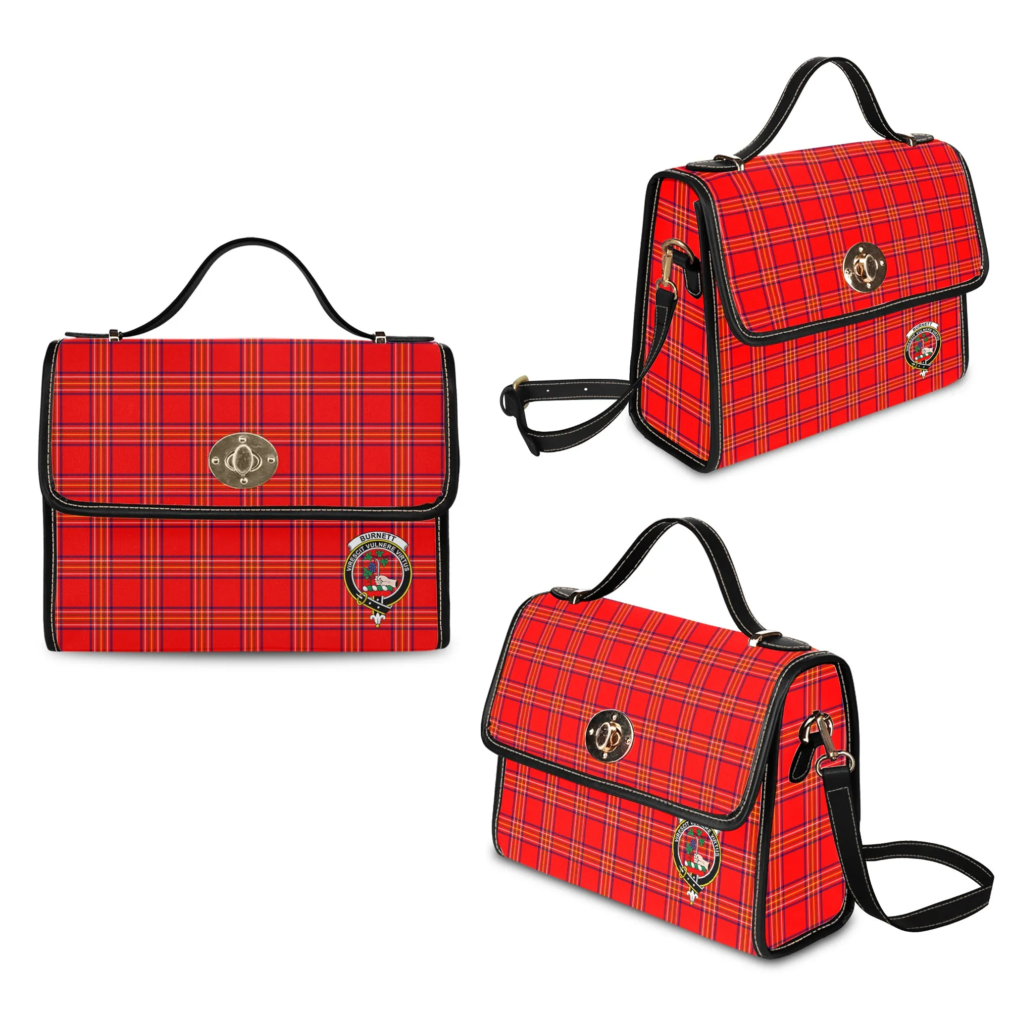 Burnett Modern Tartan Waterproof Canvas Bag with Family Crest