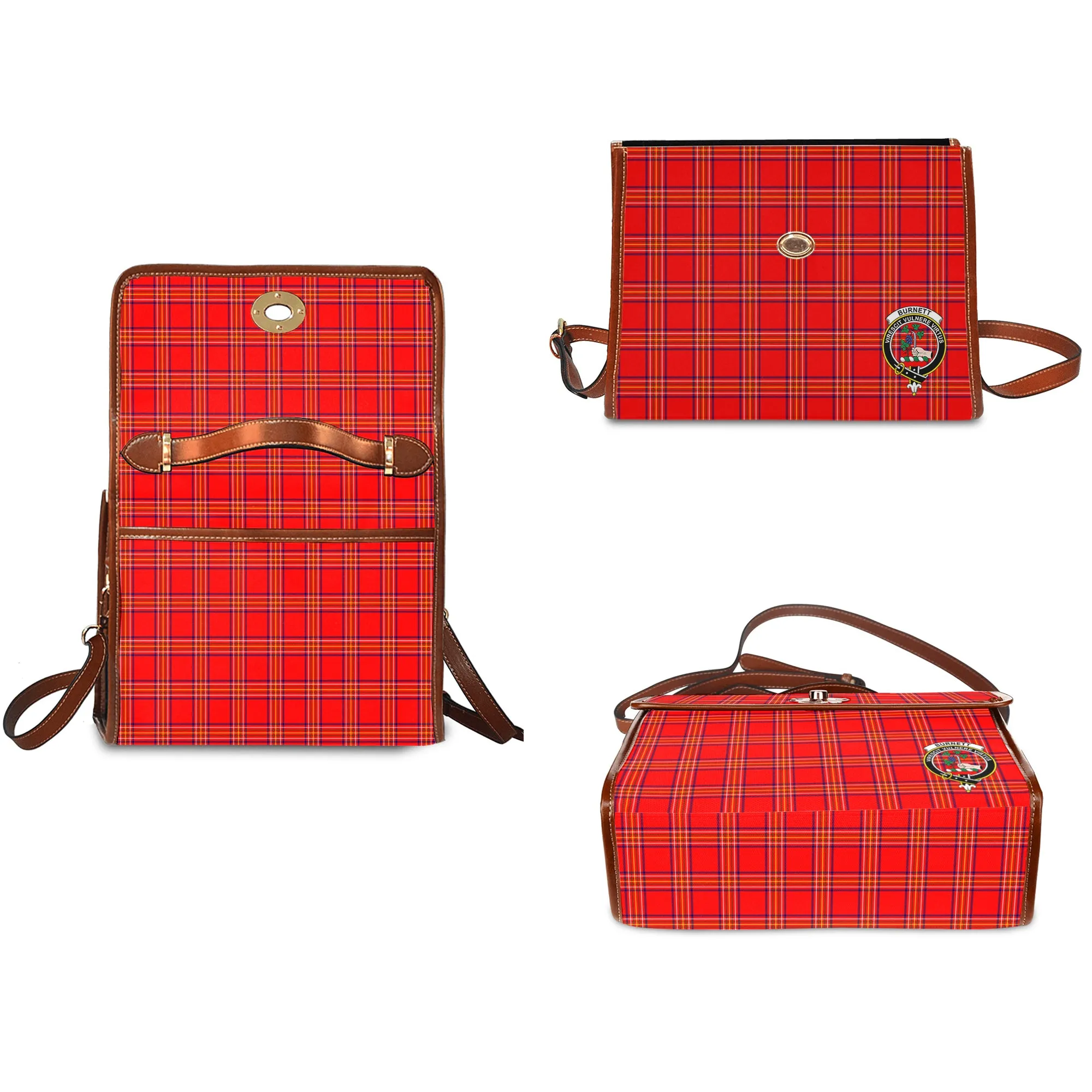 Burnett Modern Tartan Waterproof Canvas Bag with Family Crest