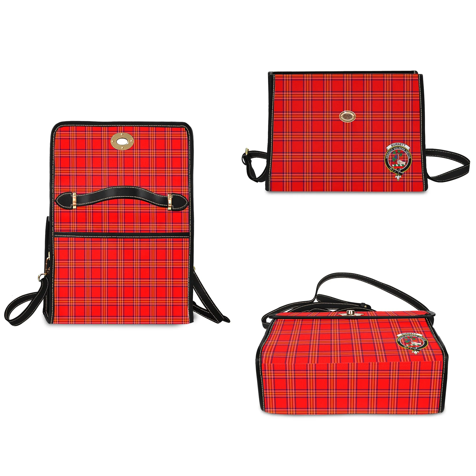 Burnett Modern Tartan Waterproof Canvas Bag with Family Crest