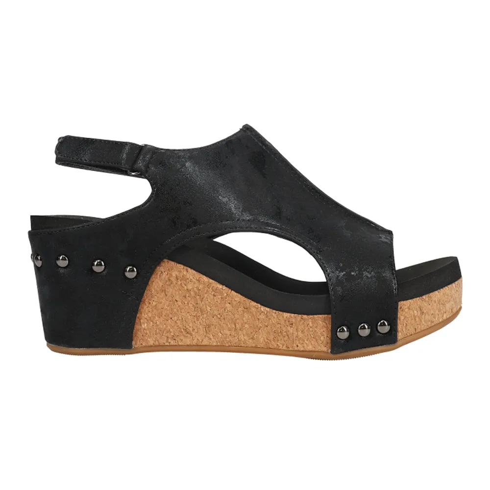 Carley Metallic Studded Wedge Sandals