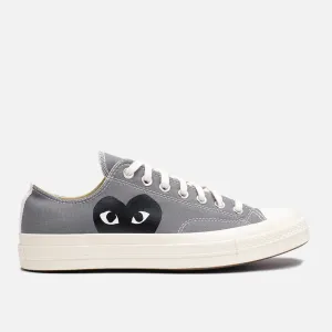 CDG PLAY X CONVERSE CHUCK 70 OX "BLACK HEART" - STEEL GREY