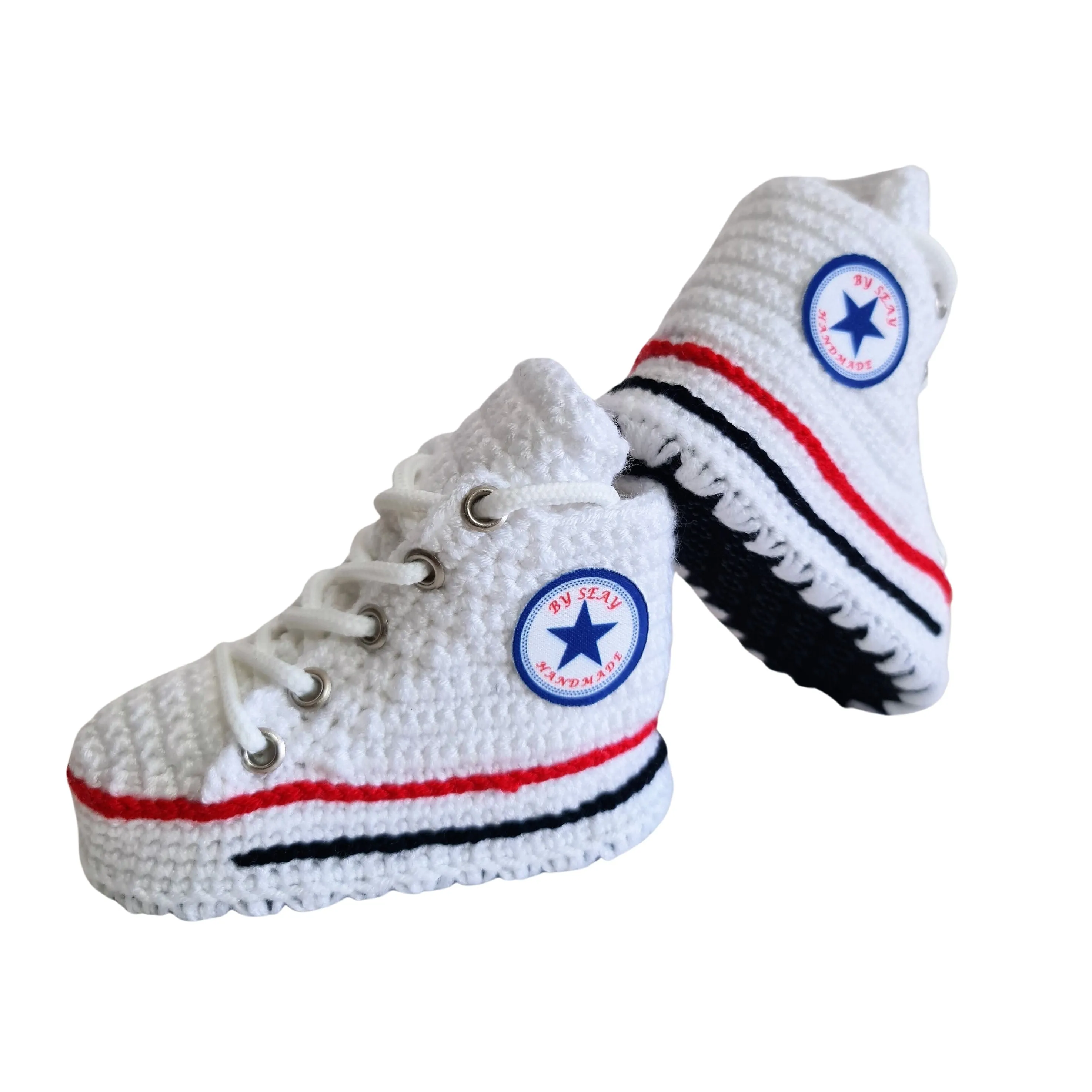 Converse Knitted Baby White Booties Sneakers Crochet Slippers Soft Wool Socks