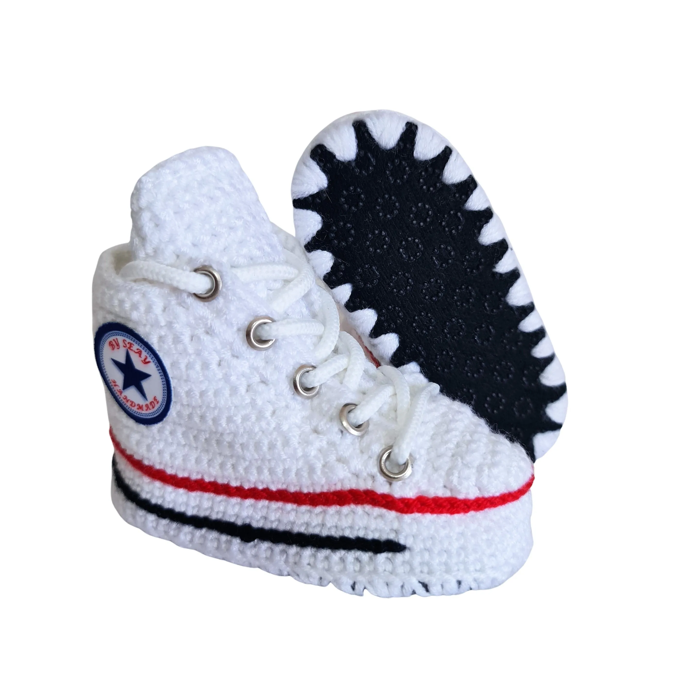 Converse Knitted Baby White Booties Sneakers Crochet Slippers Soft Wool Socks