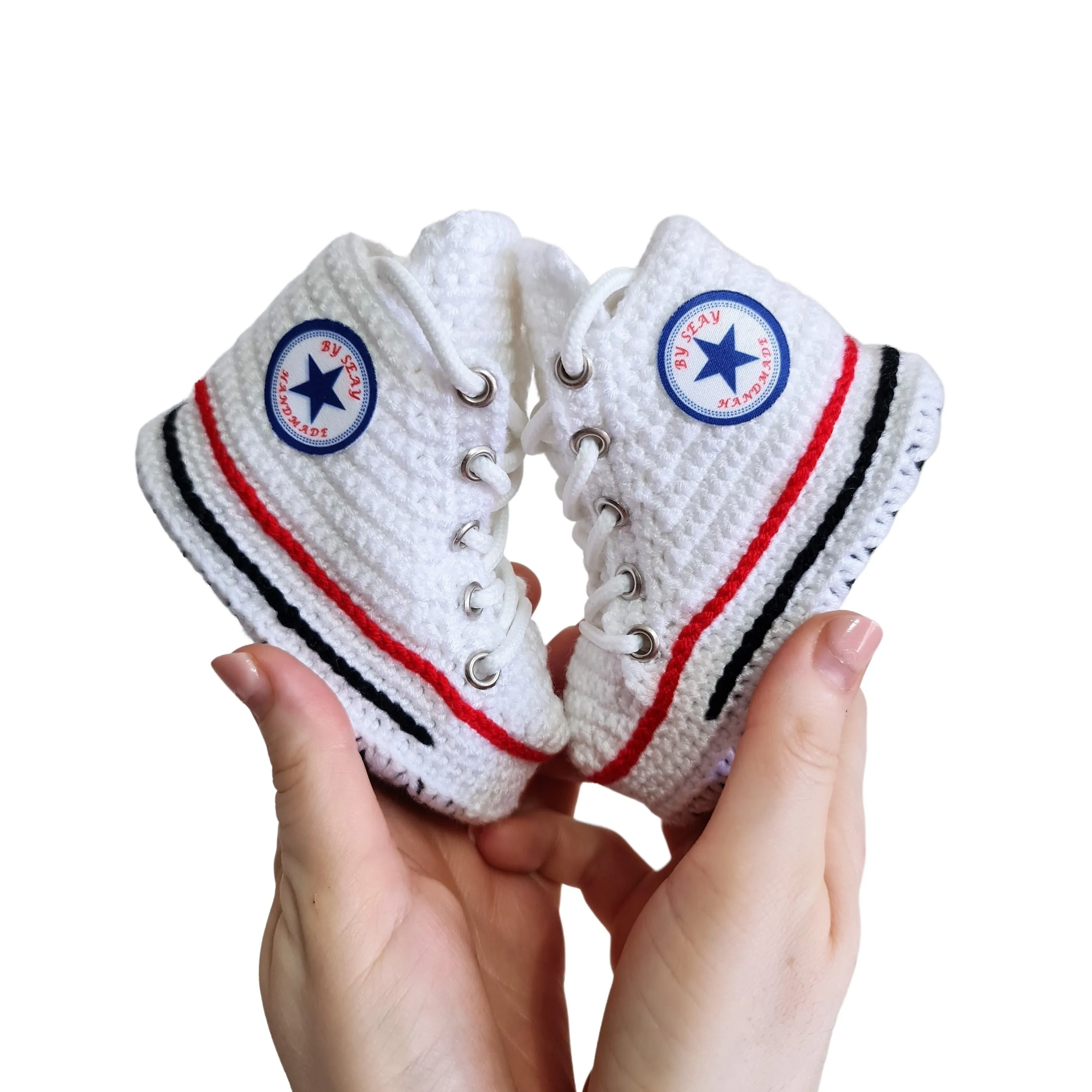 Converse Knitted Baby White Booties Sneakers Crochet Slippers Soft Wool Socks