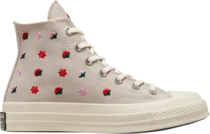 Converse Wmns Chuck 70 High Floral Embroidery Sneakers, Tan