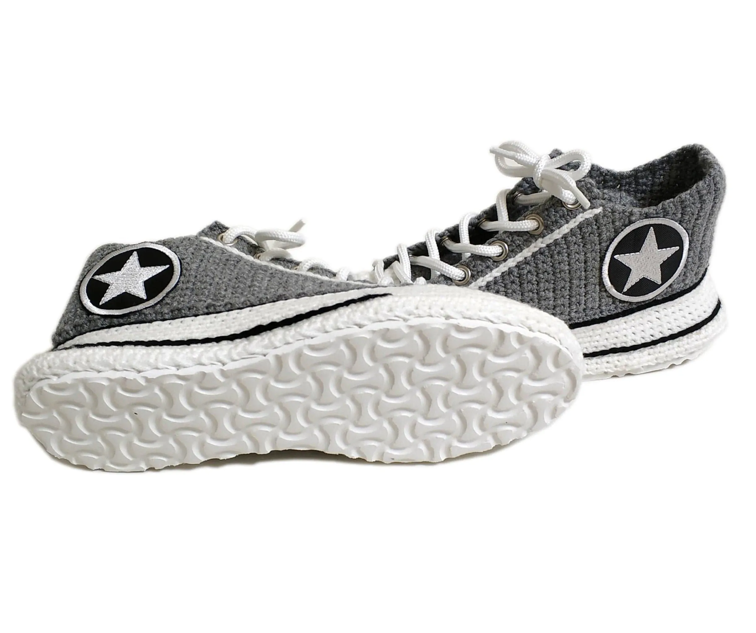 Crochet Converse Seasonal Low Top Classic Grey Slippers Handmade Sneakers Plush Shoes