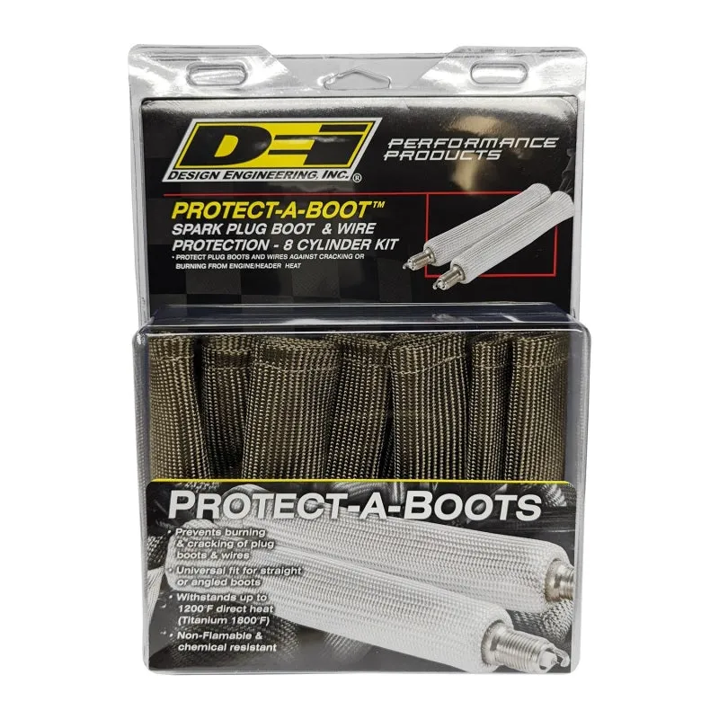 DEI Titanium Protect-A-Boot Spark Plug Boot Sleeve 6" Long Woven Fiberglass Tan (Set of 8)