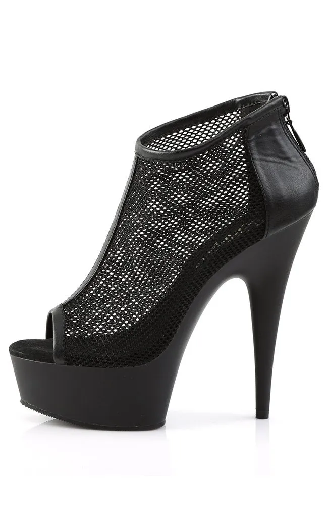 DELIGHT-600-12 Black Mesh Platform Ankle Boots