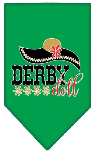 Derby Doll Screen Print Bandana Emerald Green Small