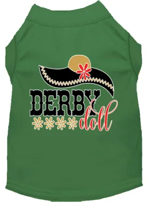 Derby Doll Screen Print Dog Shirt Green Lg