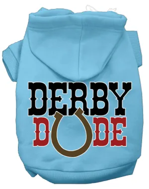 Derby Dude Screen Print Dog Hoodie Baby Blue Xxl