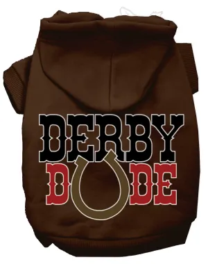 Derby Dude Screen Print Dog Hoodie Brown S