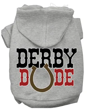 Derby Dude Screen Print Dog Hoodie Grey Xs