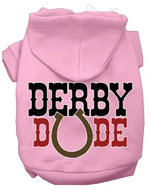 Derby Dude Screen Print Dog Hoodie Light Pink S